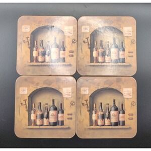 Pimpernel Coasters Cork Backed Set Of 4 Artisanal Wine Cellar 2 Scenes England